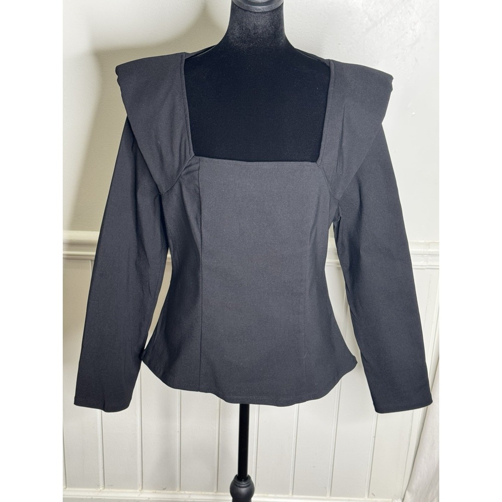 Tuckernuck Hyacinth House Blouse XL Quiet Luxury Office Siren Top Shoulder Pad - Picture 3 of 12